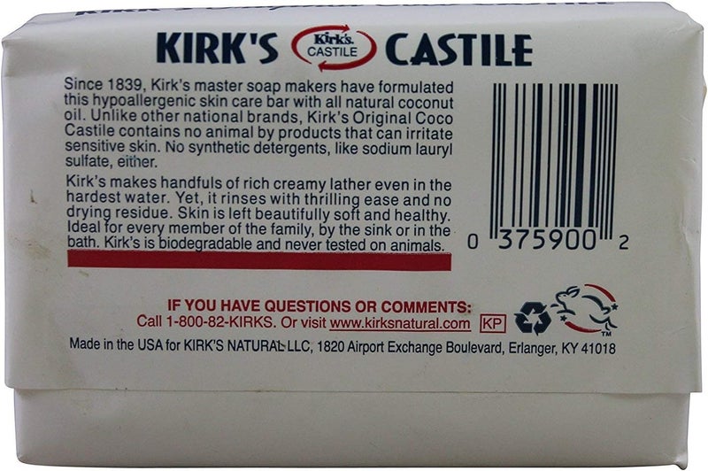 Kirk's Original Coco Castile Bar Soap - 3-Pack of 4 oz. Bars for Gentle Skin Care - Image 2